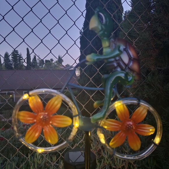 36" H, Whimsical TURTLE Bike Cruising Solar LED Stake - Picture 3 of 3